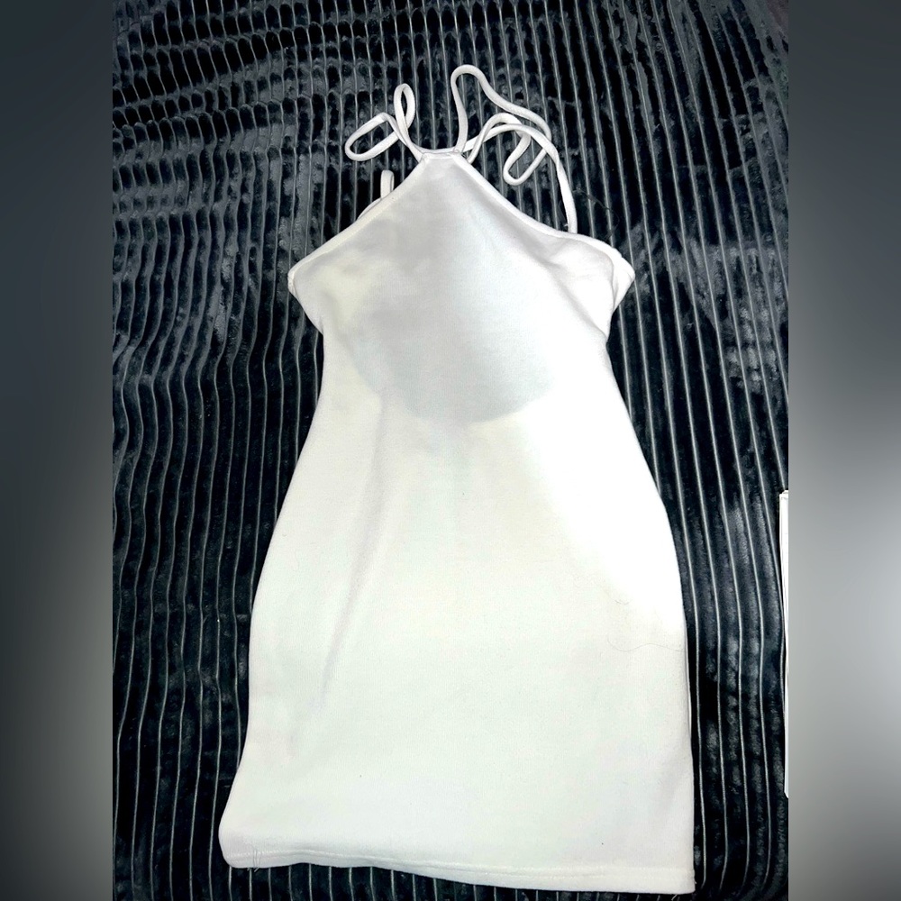 White Sweater backless dress